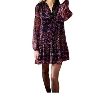 ZARA Ikat Print Drop Waist Mini Dress